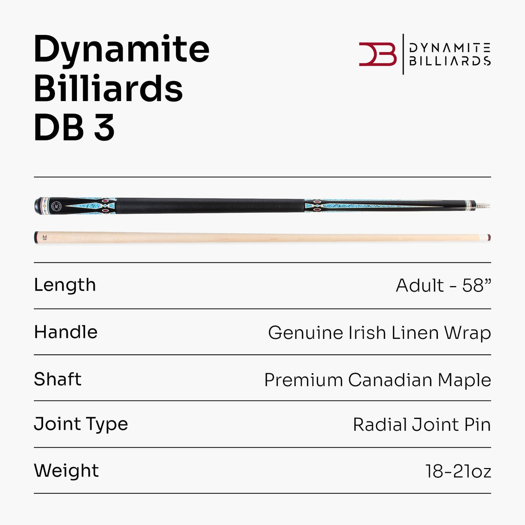 Dynamite Billiards DB3 American maple pool cue Cue + Case