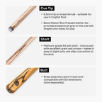 Baize Master Platinum Exotic Golden Concord pool cue - 8.5mm tip
