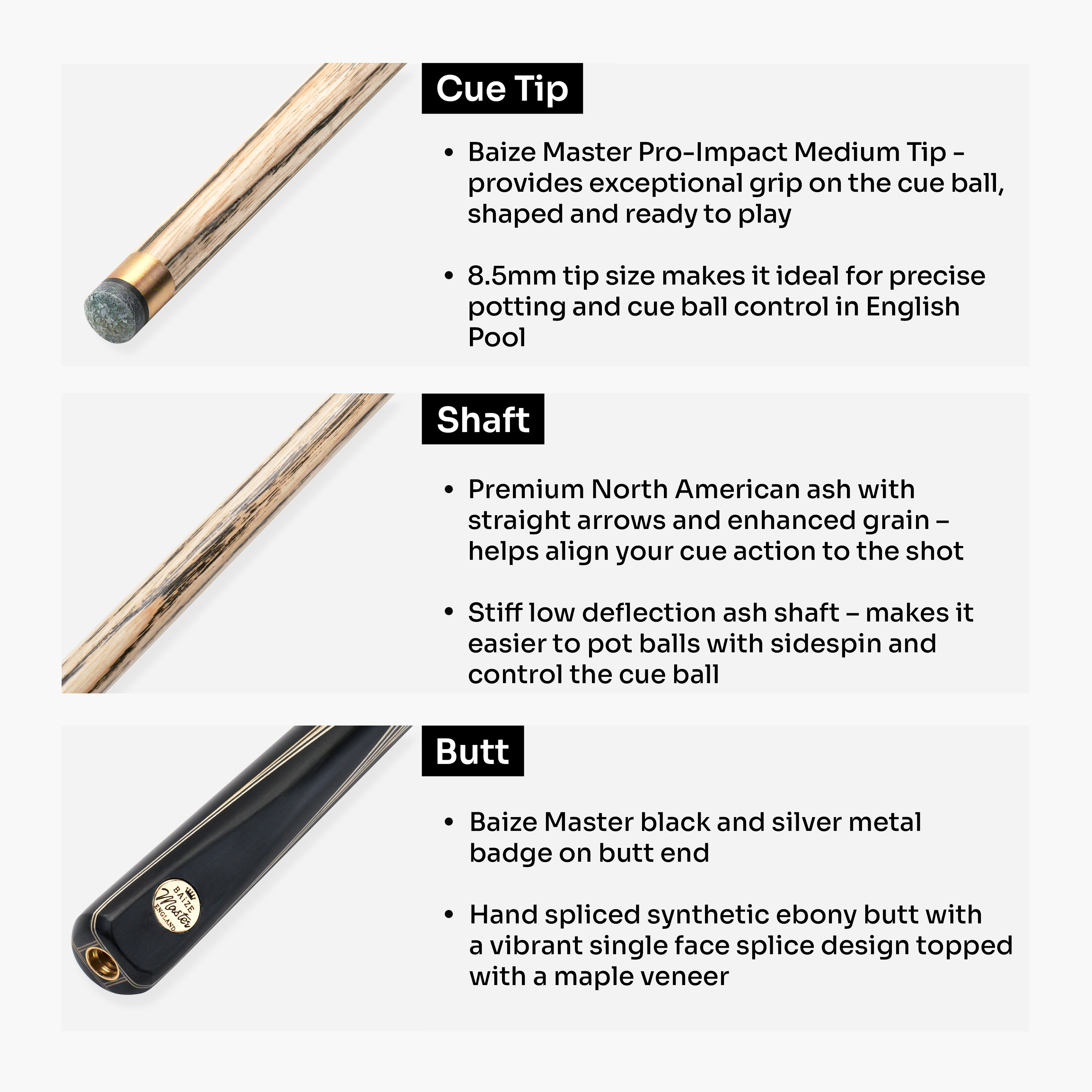 Baize Master Midnight Marksman 3/4 pool cue