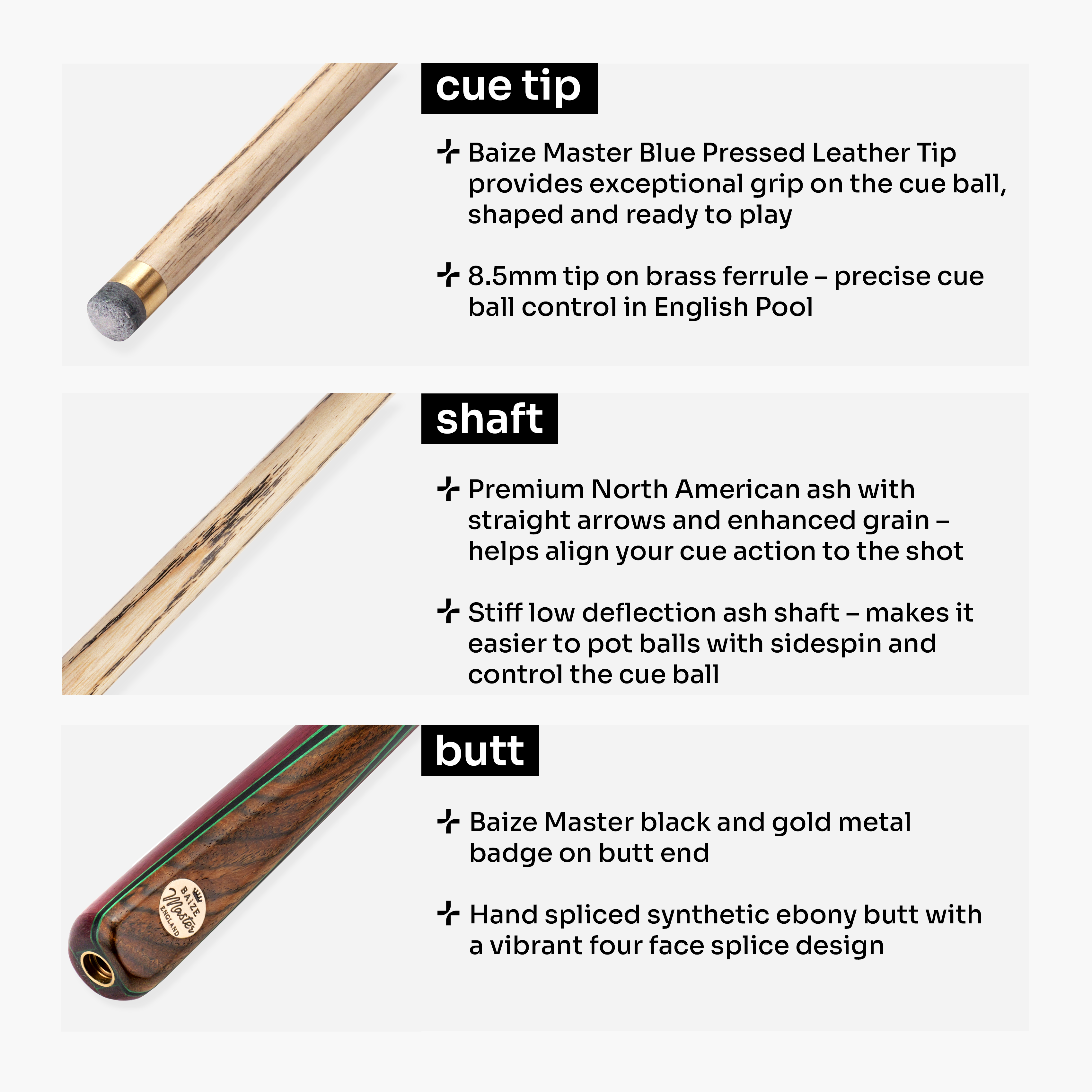 Baize Master Scarlet Marksman 3/4 pool cue