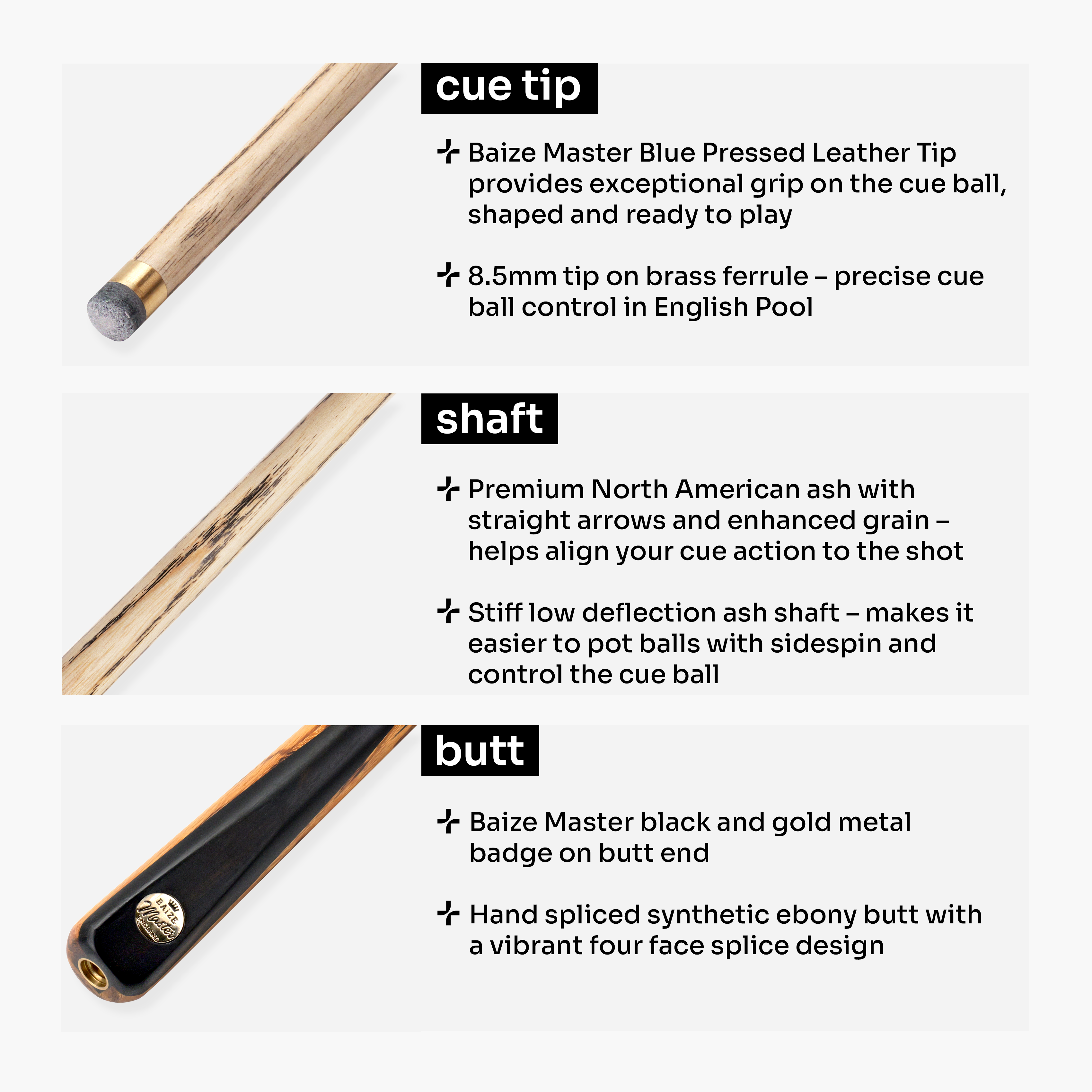 Baize Master Ember Marksman 3/4 pool cue Cue + Case