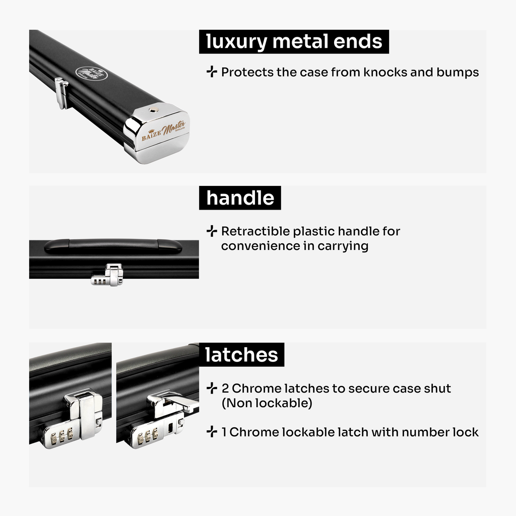 Baize Master Prestige Pro-Lock 1-piece metal cue case - 2 cues
