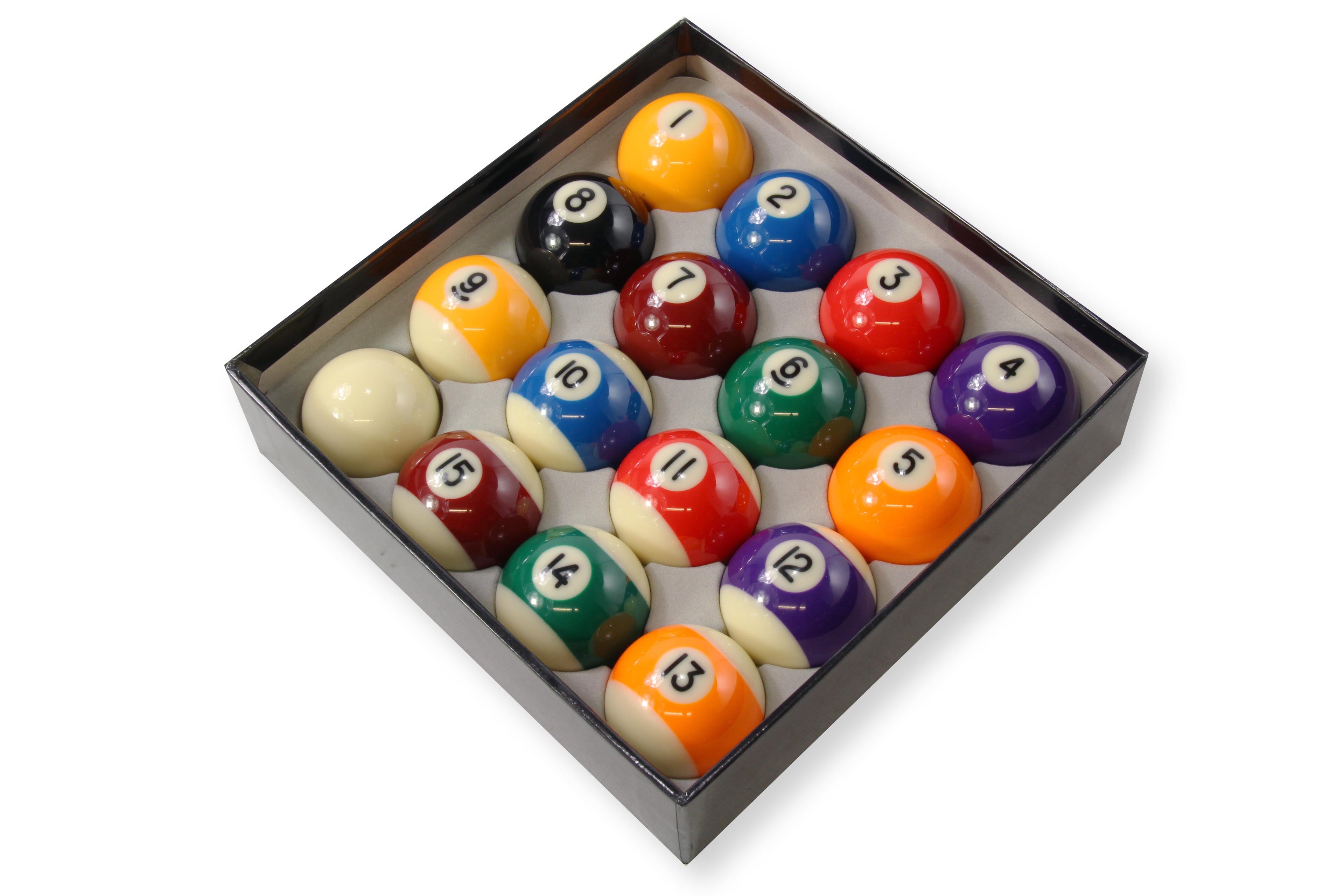 PREMIUM GRADE 2" Inch (50.8mm) Spots and Stripes English Pool Balls + 1 7/8 Inch Cue Ball - Perfect for Home Tables and Coin-operated Tables