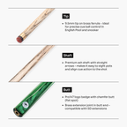 PRO147 Trident 57 Inch 1 Piece Hand Spliced Ash Snooker and Pool Cue with 9.5mm Tip