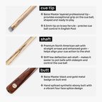 Baize Master Maple Marksman 3/4 pool cue Cue + Case