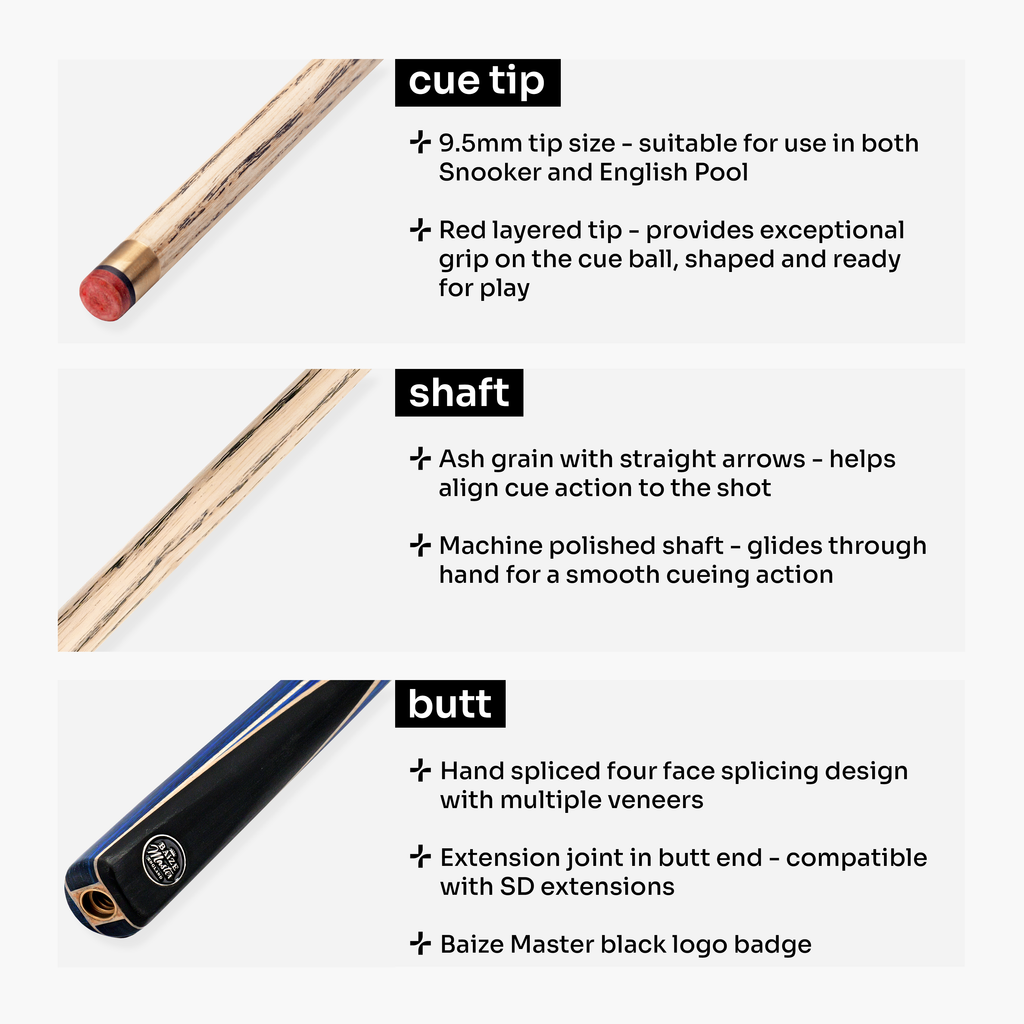 Baize Master Crucible 57-inch 2-piece cue - 9.5mm tip