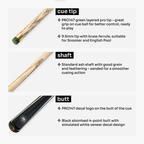 PRO147 Striker 3/4 Jointed Snooker and Pool Cue and Case Deluxe Set with 9.5mm Green Layered Tip
