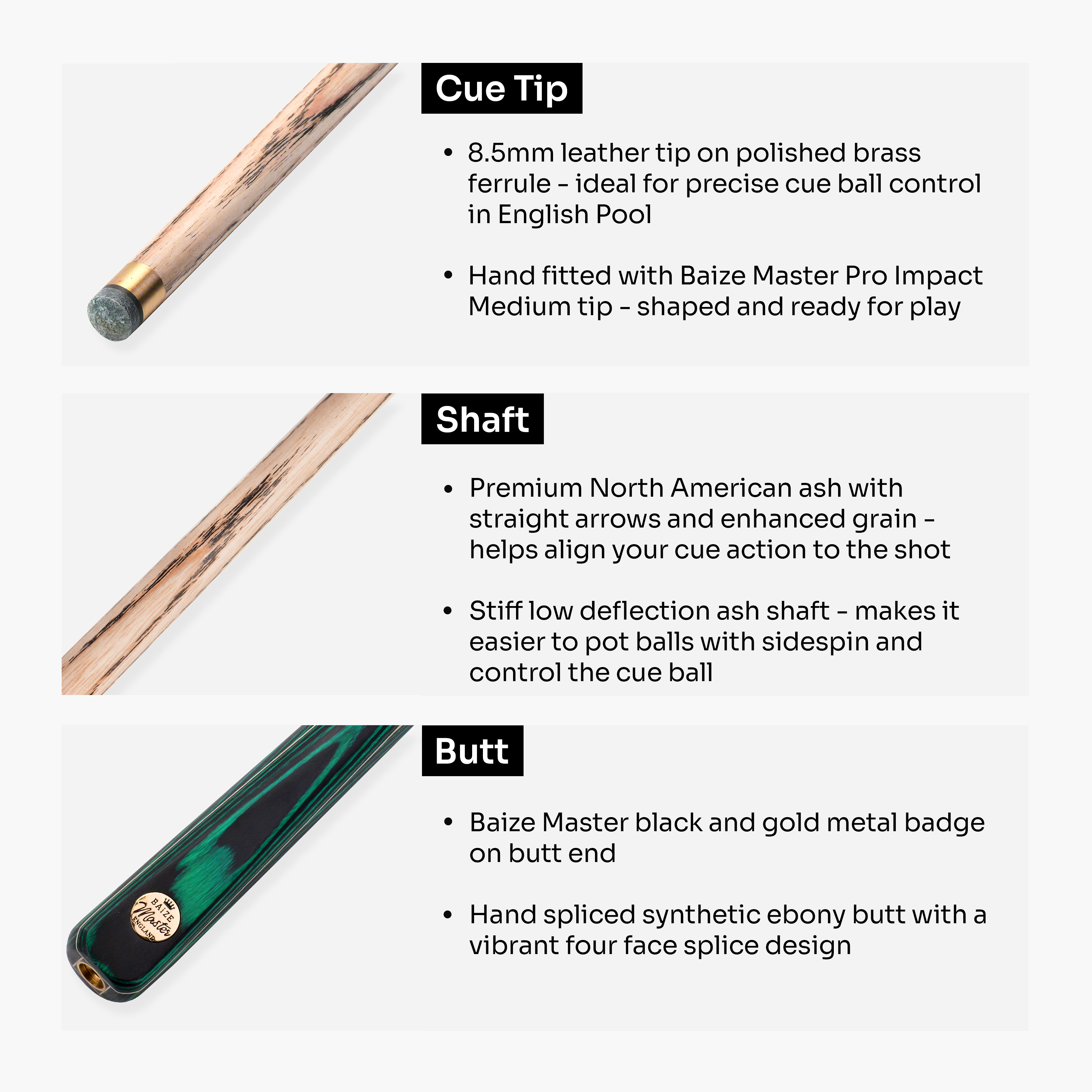 Baize Master Emerald Marksman 3/4 pool cue