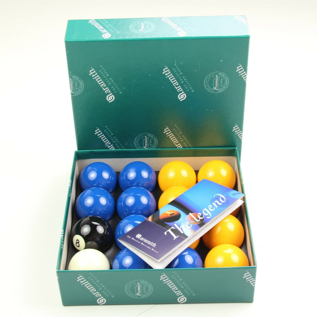Aramith Premier blue and yellow 2-inch pool balls