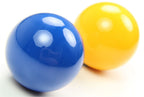Aramith Premier blue and yellow 2-inch pool balls