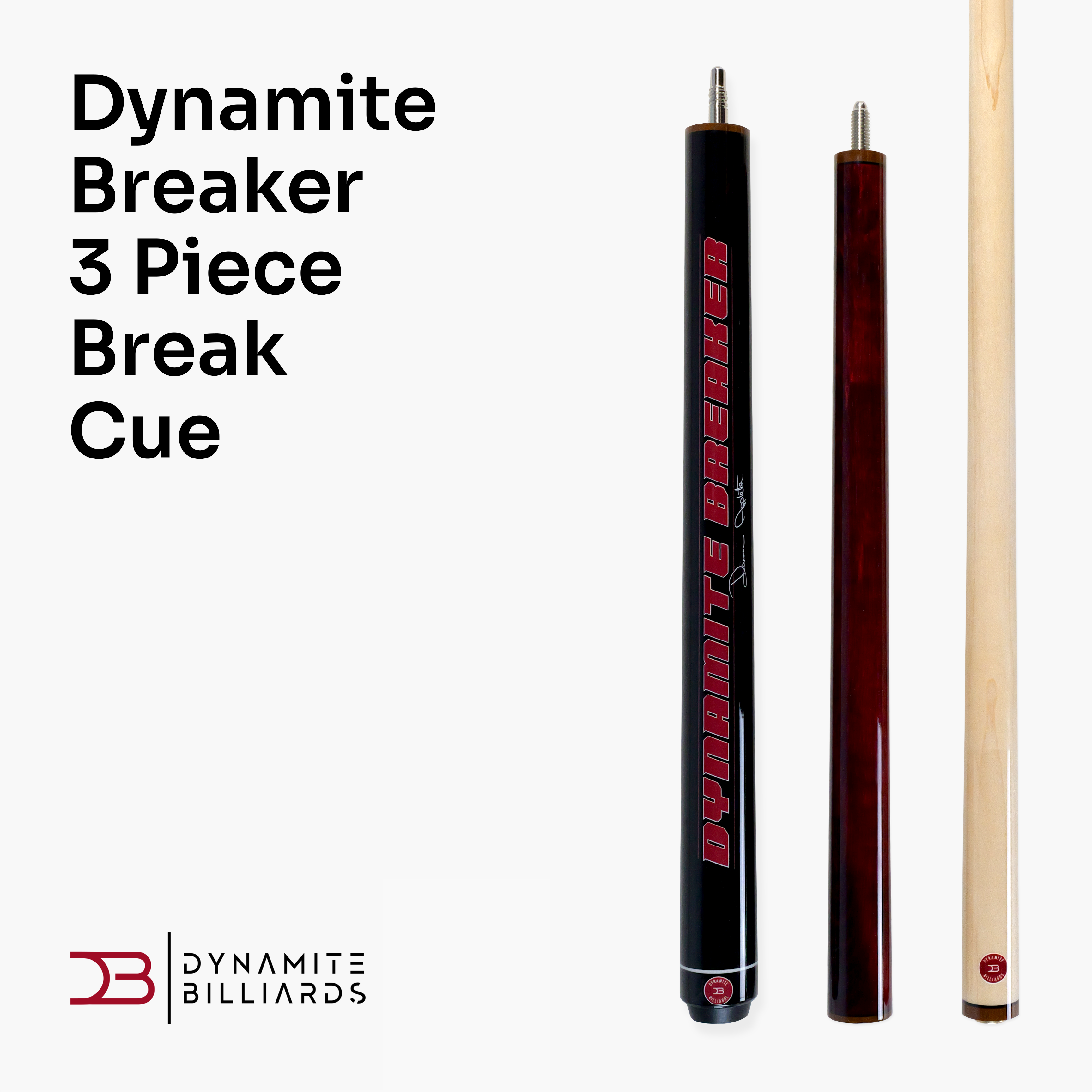 Darren Appleton Signature Series Dynamite Breaker 3 Piece American Pool Break Jump Cue with 13mm Phenolic Tip