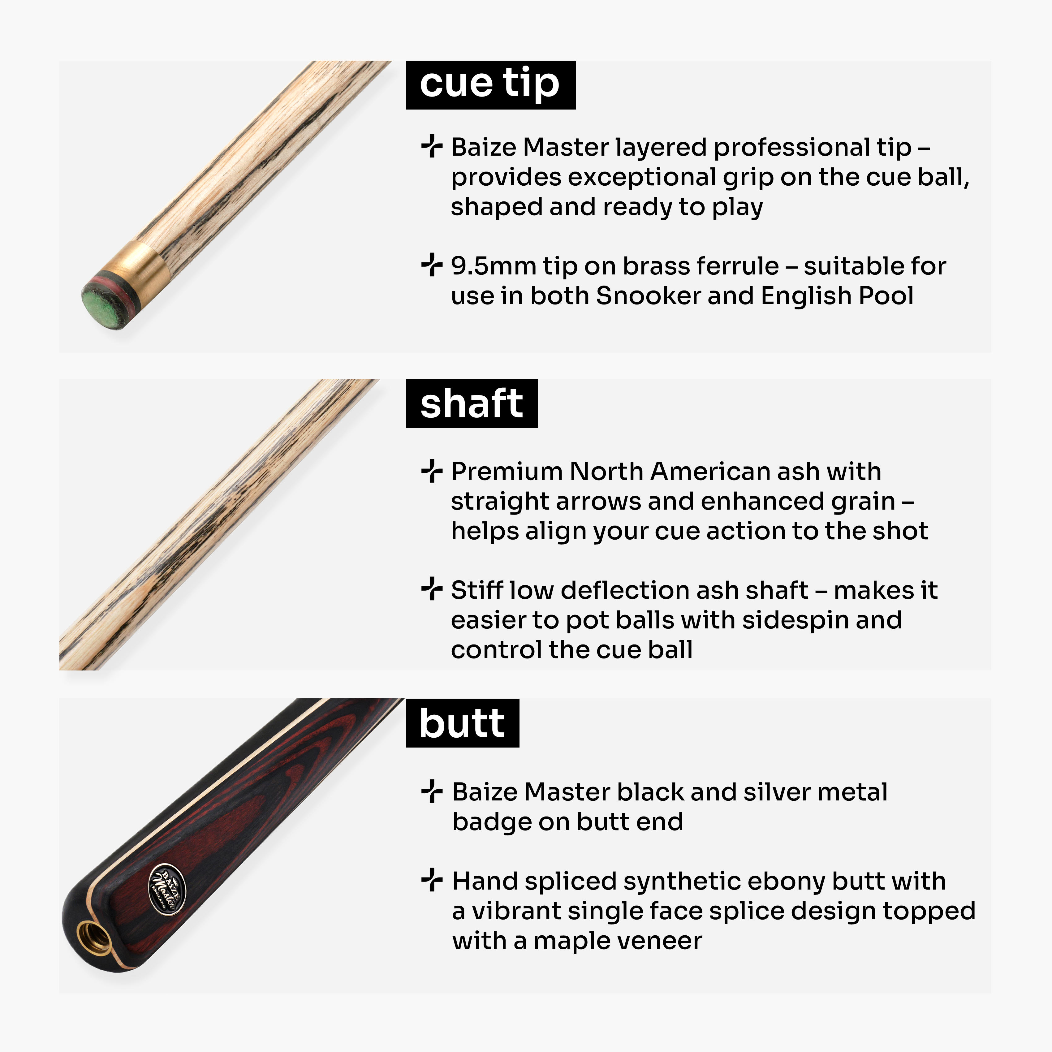 Baize Master Blackline Classic snooker cue and case set