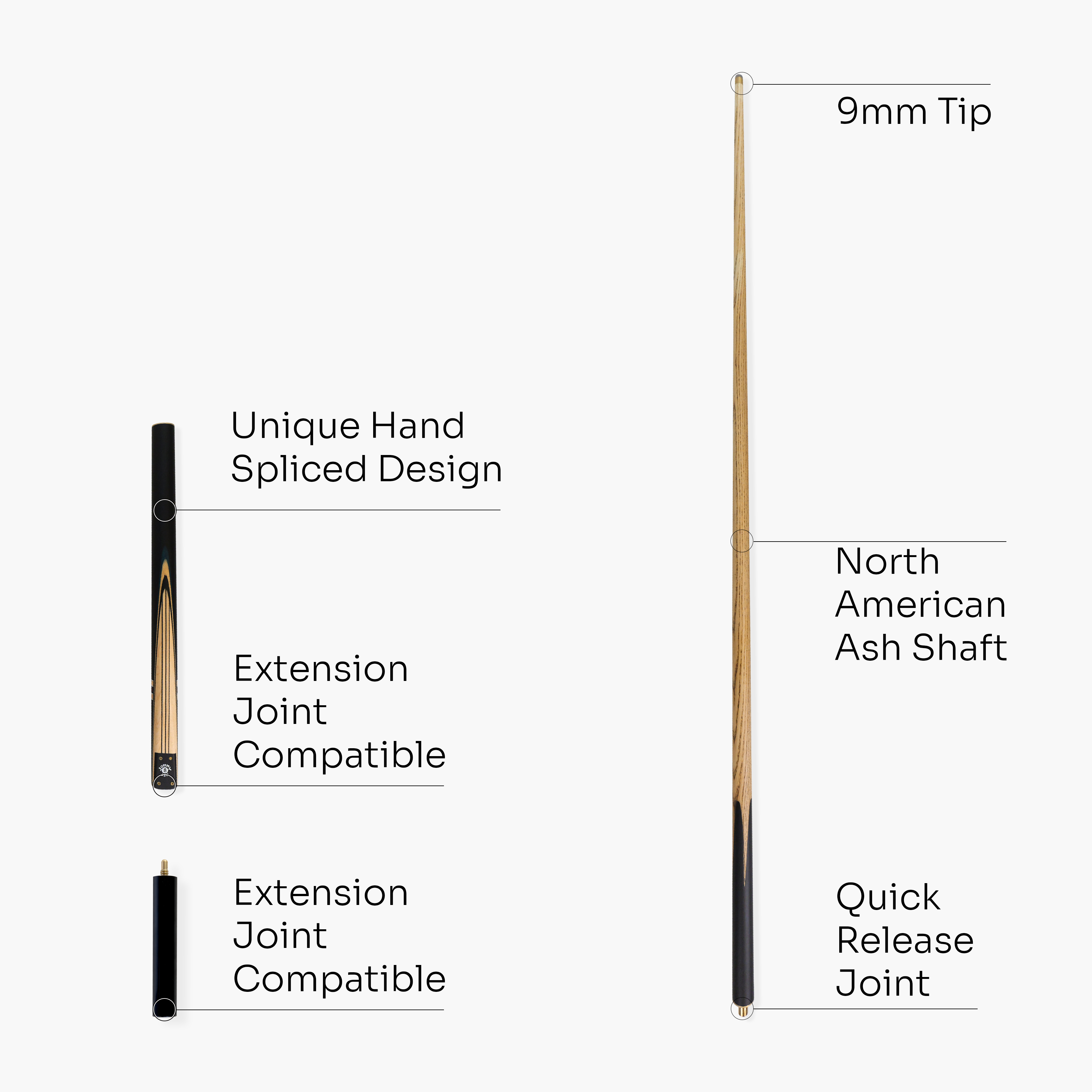 Jonny 8 Ball traditional 57-inch 3/4 cue with mini butt