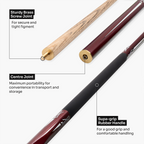 Jonny 8 Ball RED TORPEDO 48 Inch 2 Piece Junior Kids Snooker Pool Cue and Hard Case Set 9.5mm Tip