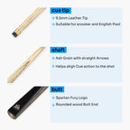 Spartan Fury CONQUEST 2 Piece Snooker Pool Cue and Soft Case Set 9.5mm Tip