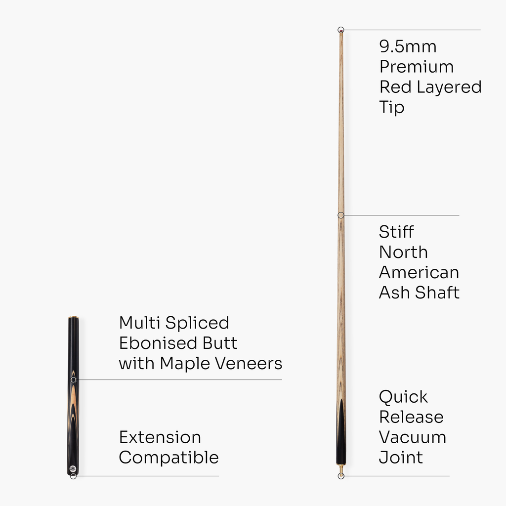 PRO147 Pearl Series Cream 57 Inch 3/4 Jointed Snooker Pool Cue and Case Set 9.5mm Pro Tip