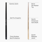Jonny 8 Ball Black Jet-Pro 57-inch pool cue