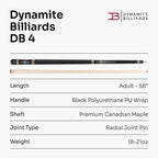 Dynamite Billiards DB4 American maple pool cue Cue + Case