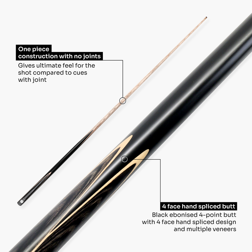 PRO147 Trident 57 Inch 1 Piece Hand Spliced Ash Snooker and Pool Cue with 9.5mm Tip