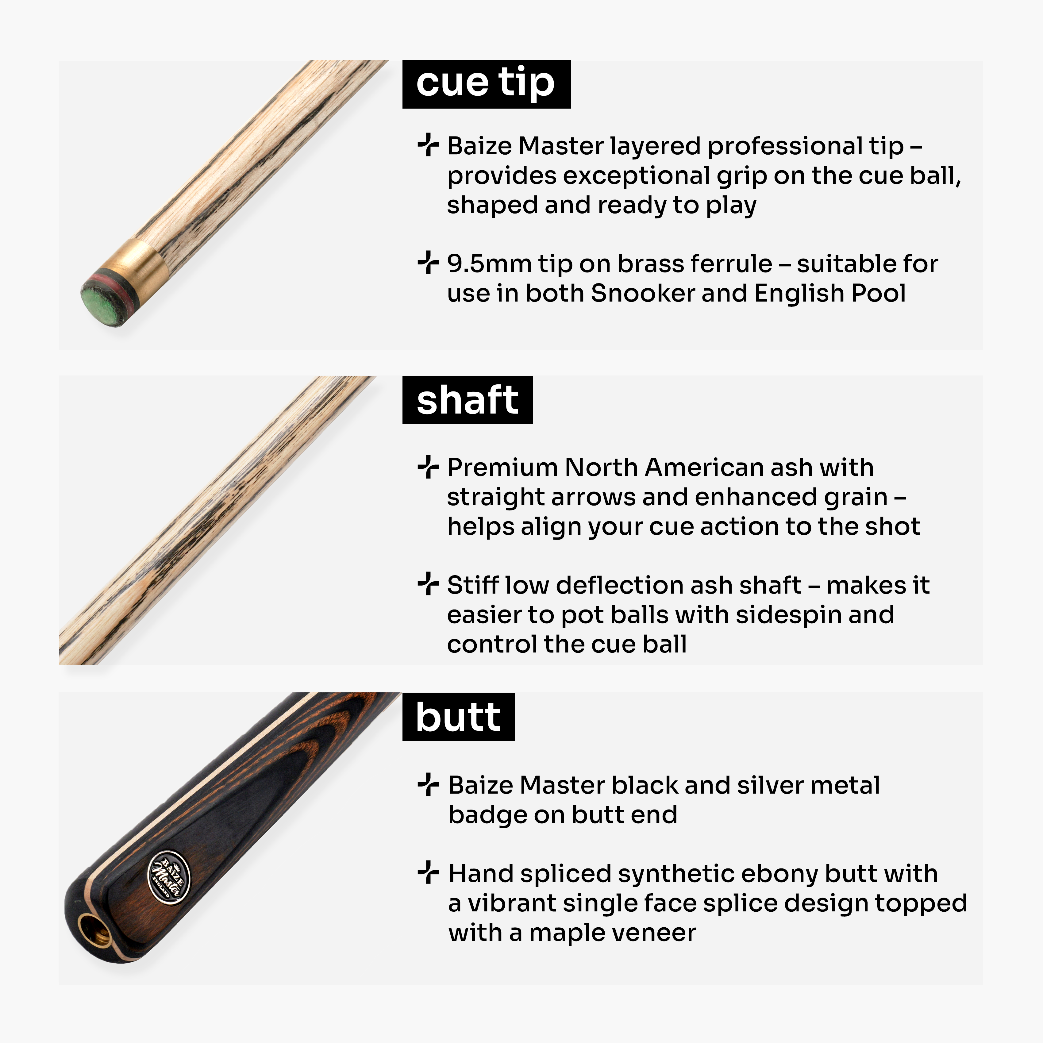 Baize Master Blackline Classic snooker cue and case set