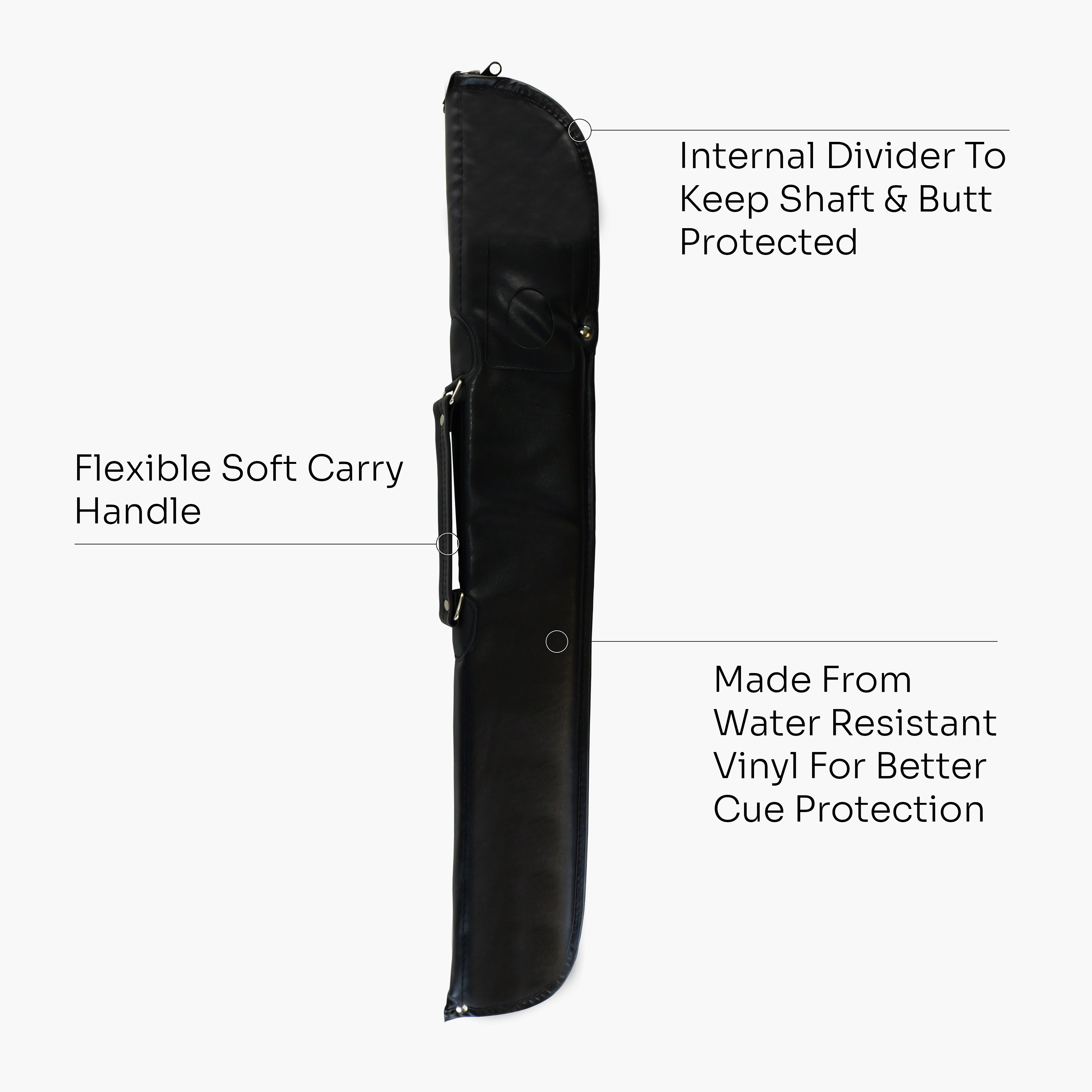 Economy black vinyl 48-inch junior cue case