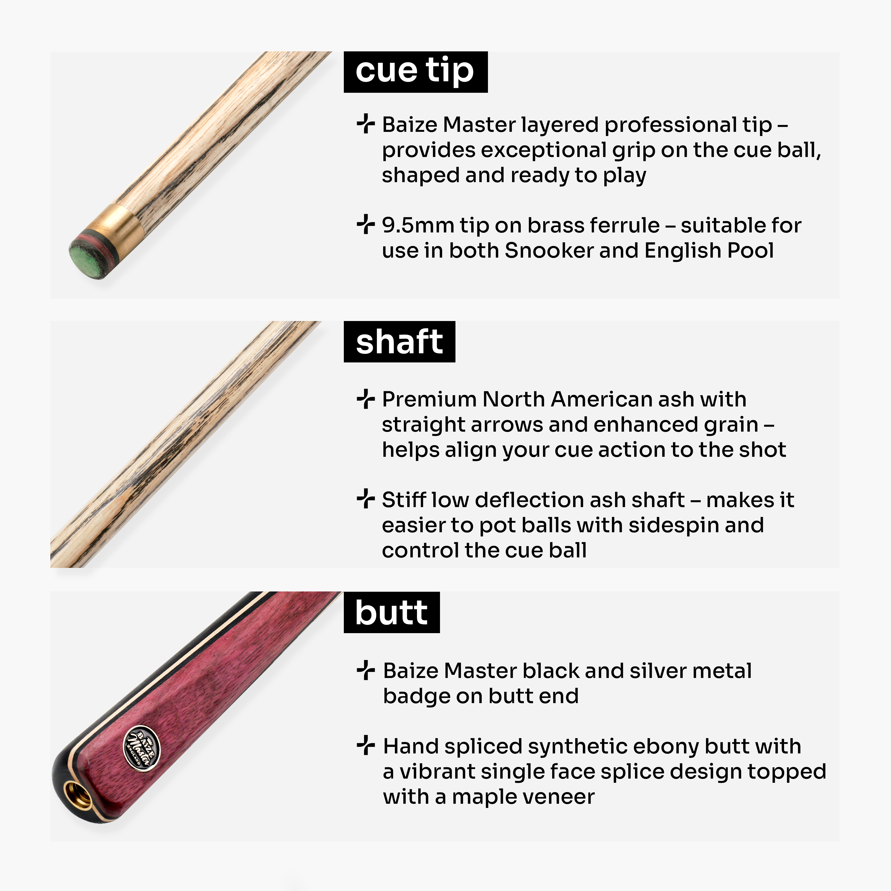 Baize Master Blackline Classic snooker cue and case set