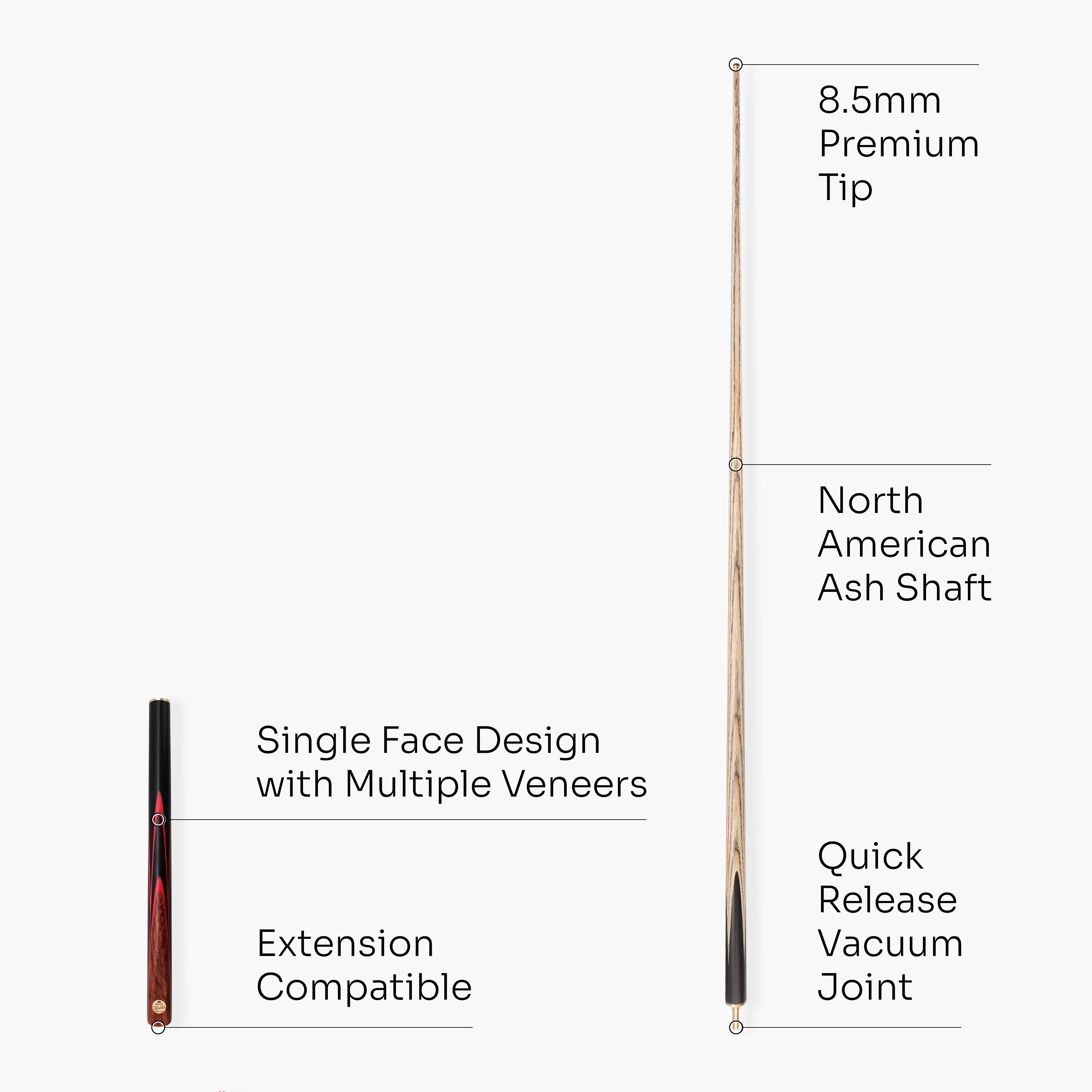 Baize Master Gold Series Red Ascot 3/4 pool cue