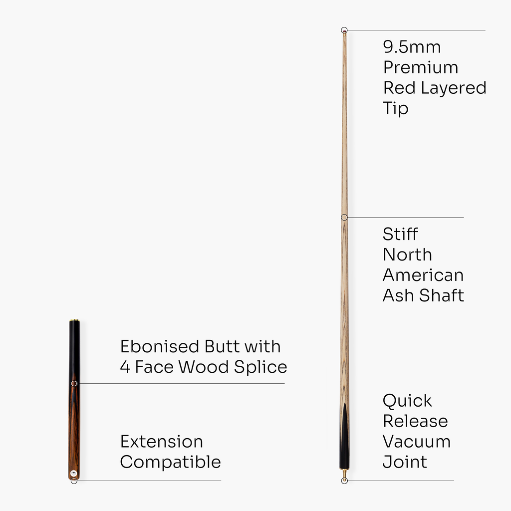 PRO147 Pearl Series Fire 3/4 Jointed Snooker Pool Cue and Case Set 9.5mm Pro Tip
