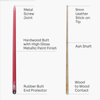 Jonny 8 Ball SCORPION 57 Inch 2 Piece Ash Snooker Pool Cue 9mm Tip with Hard Case