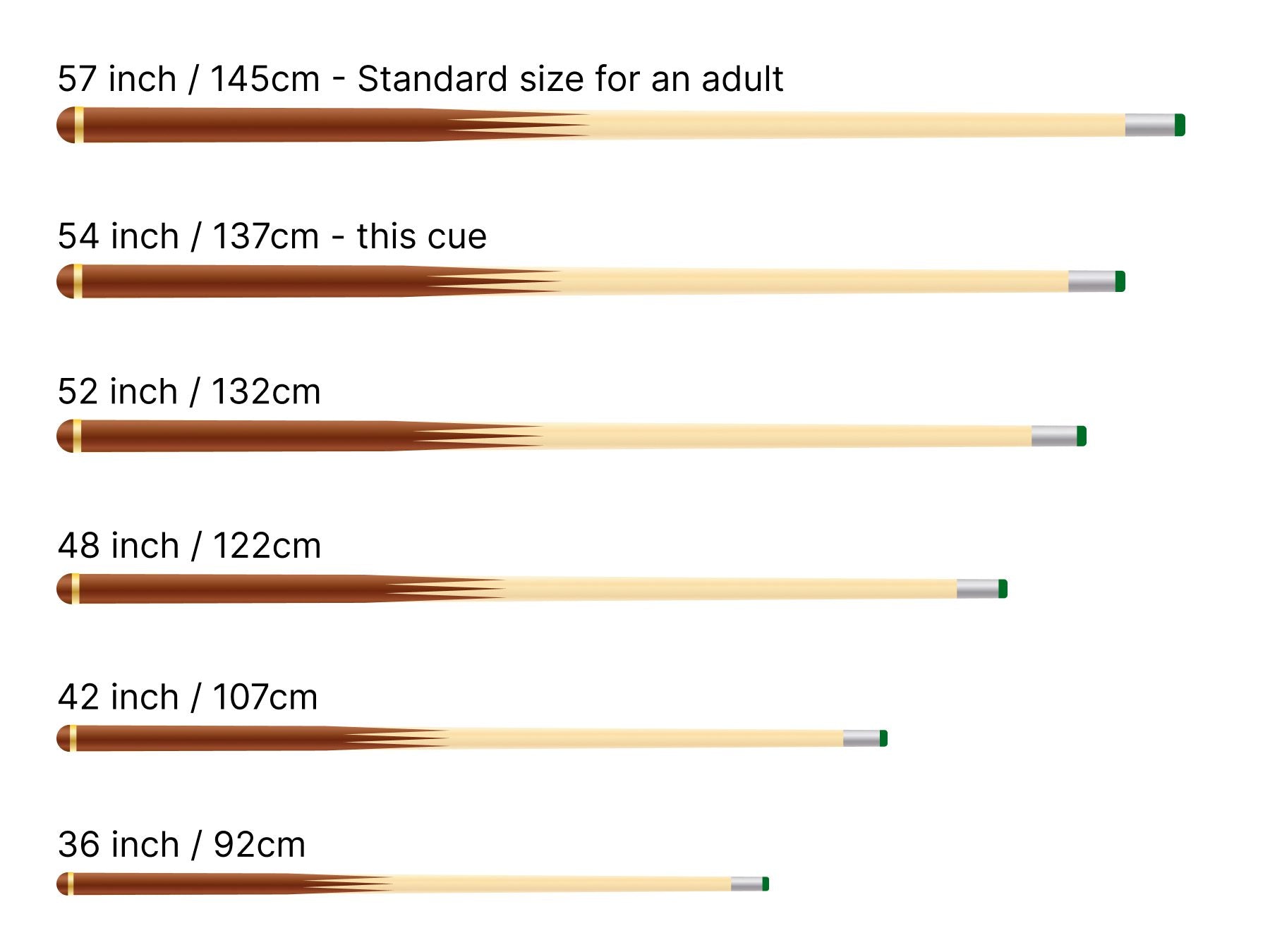 Kudos 54 Inch BLACK BUTT Economy 2pc Snooker Cue with 11mm Screw Tip