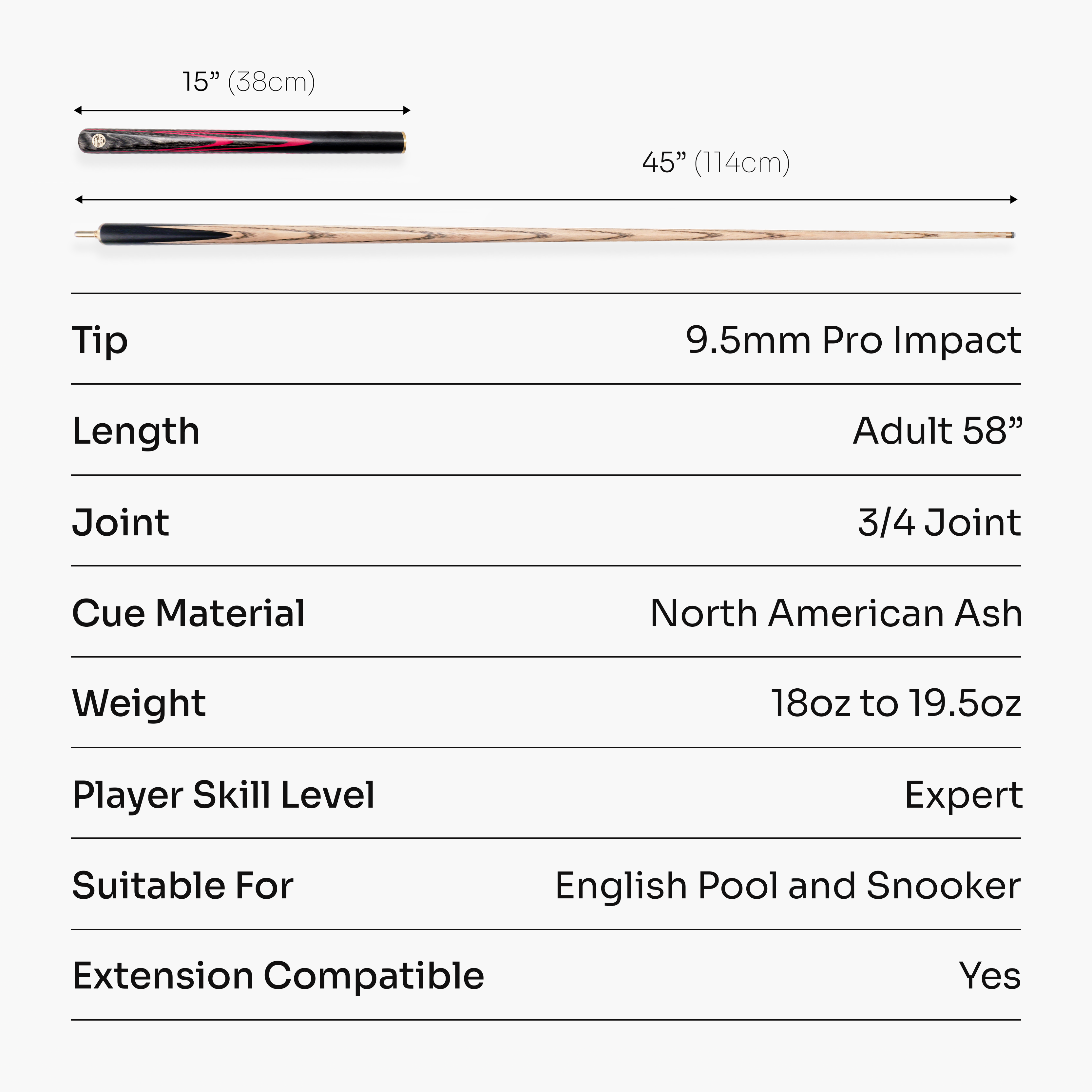 Baize Master Emperor 58-inch 3/4 cue