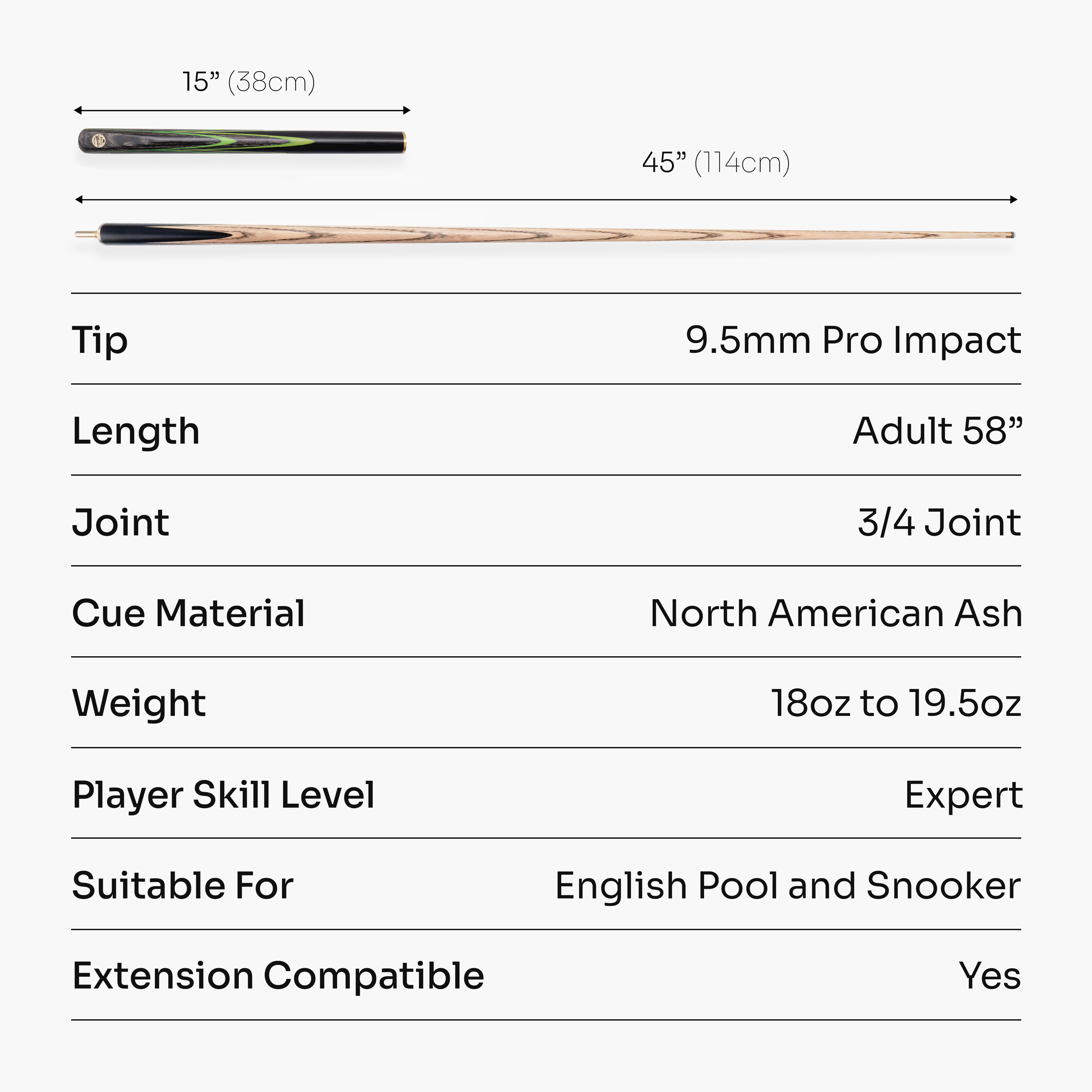 Baize Master Emperor 58-inch 3/4 cue