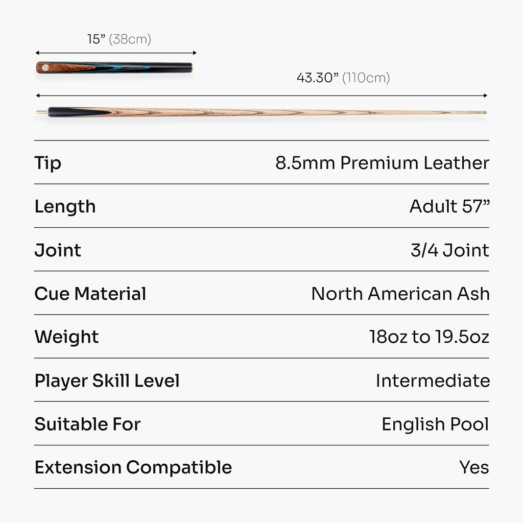 Baize Master Sapphire Marksman 3/4 pool cue