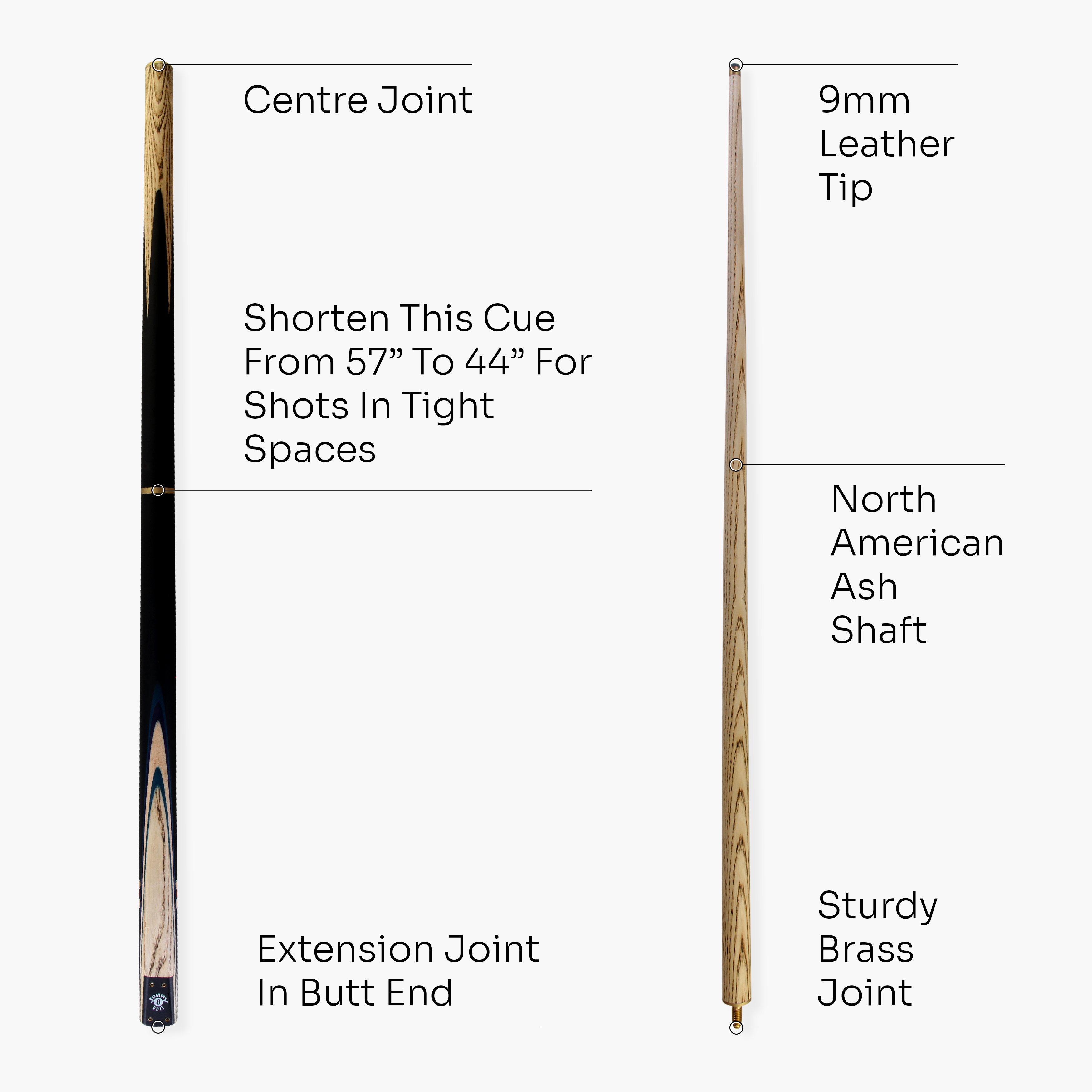 Jonny 8 Ball adjustable 57-inch 3-piece cue