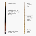 Jonny 8 Ball adjustable 57-inch 3-piece cue and hard case