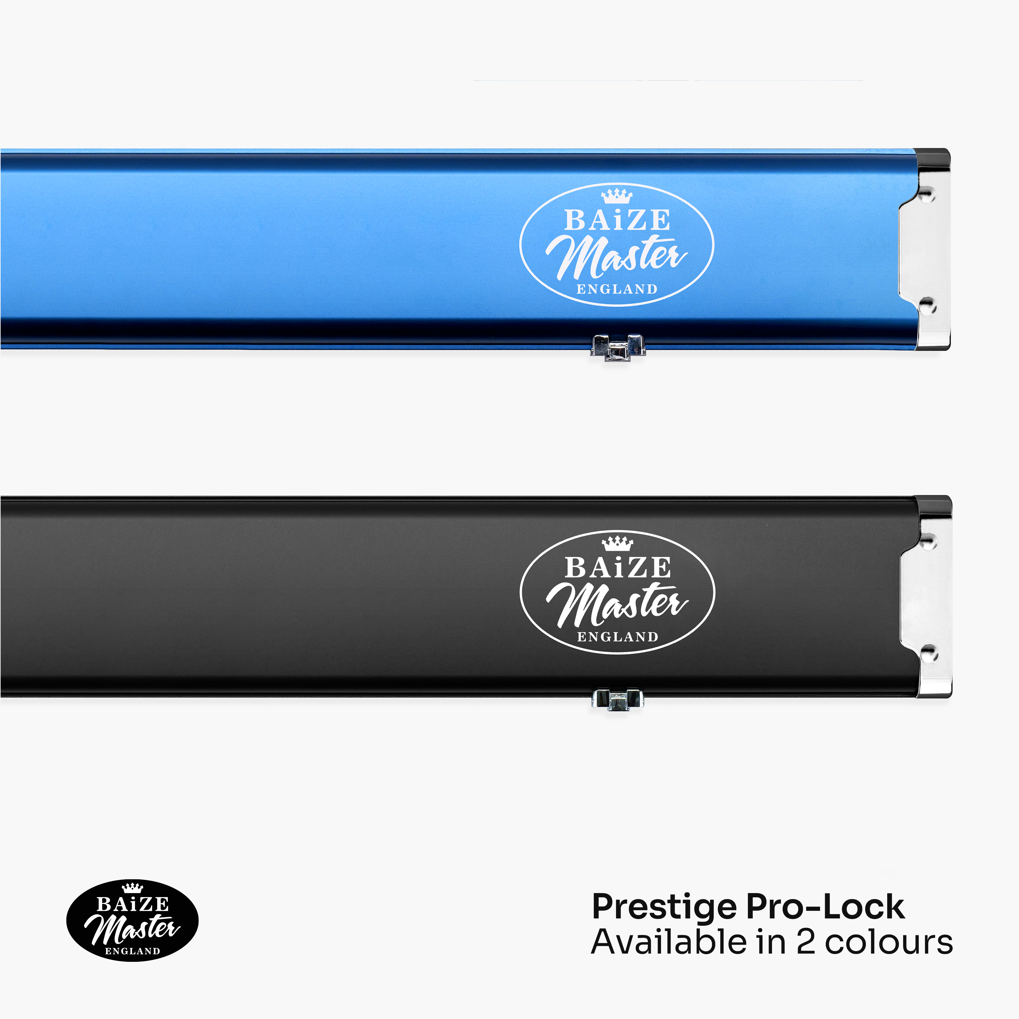 Baize Master Prestige Pro-Lock 1-piece metal cue case - 2 cues plus accessories