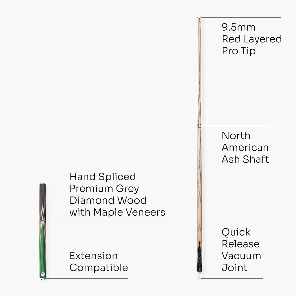 PRO147 TRIUMPH 3/4 Joint Premium Ash Snooker and Pool Cue with 9.5mm Professional Layered Tip