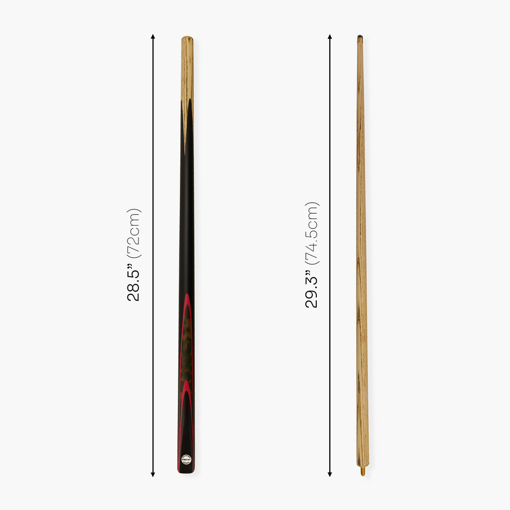 PRO147 RED BURL 57 Inch 2 Piece Matching Ash Snooker Pool Cue and Soft Case Set 9.5mm Tip