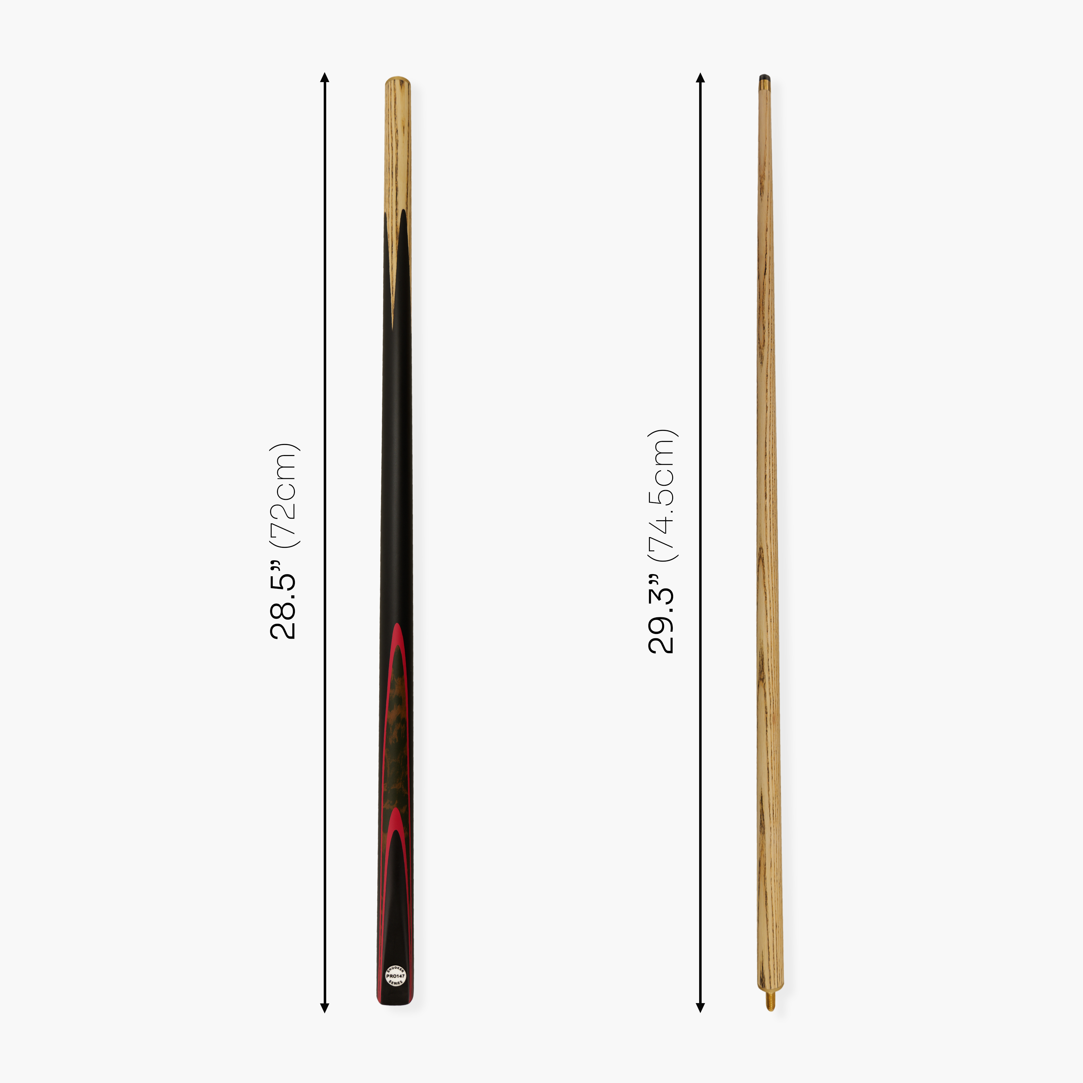 PRO147 RED BURL 57 Inch 2 Piece Matching Ash Snooker Pool Cue and Soft Case Set 9.5mm Tip