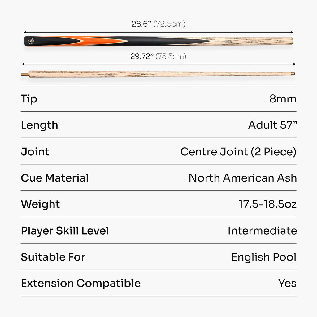 Jonny 8 Ball Sniper 57-inch 2-piece pool cue