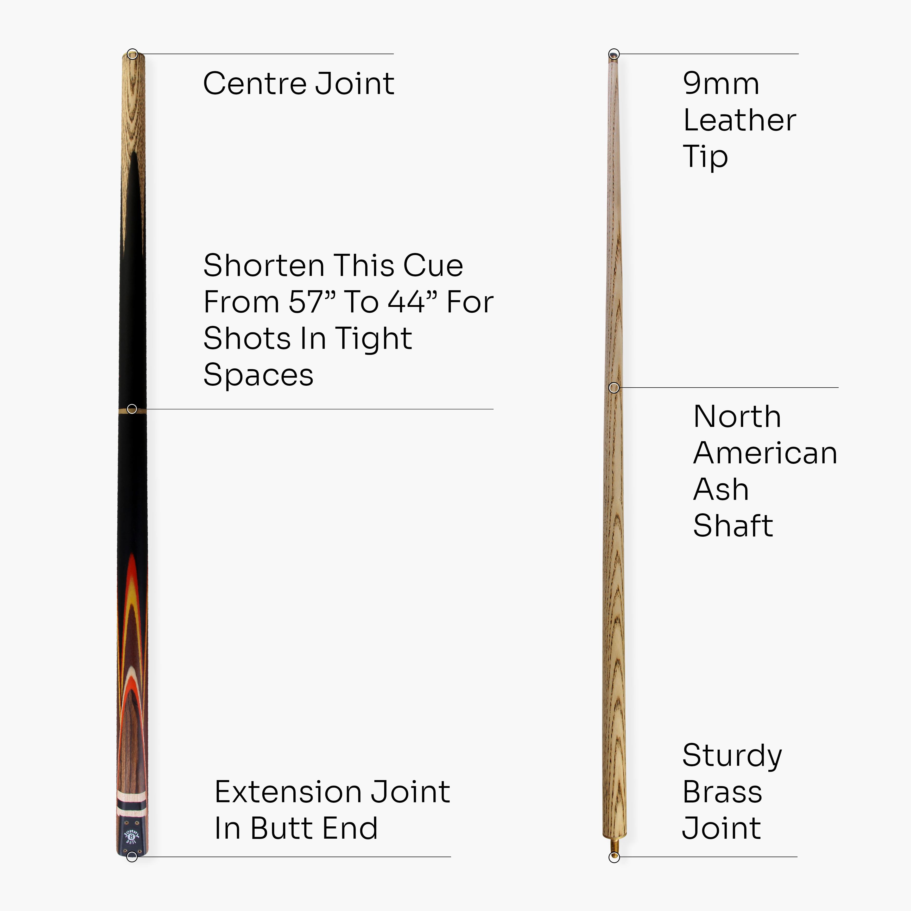 Jonny 8 Ball adjustable 57-inch 3-piece cue