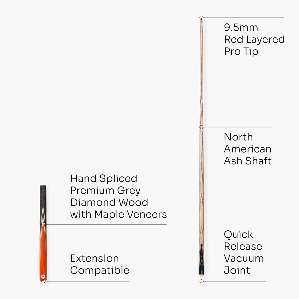 PRO147 TRIUMPH 3/4 Joint Premium Ash Snooker and Pool Cue with 9.5mm Professional Layered Tip