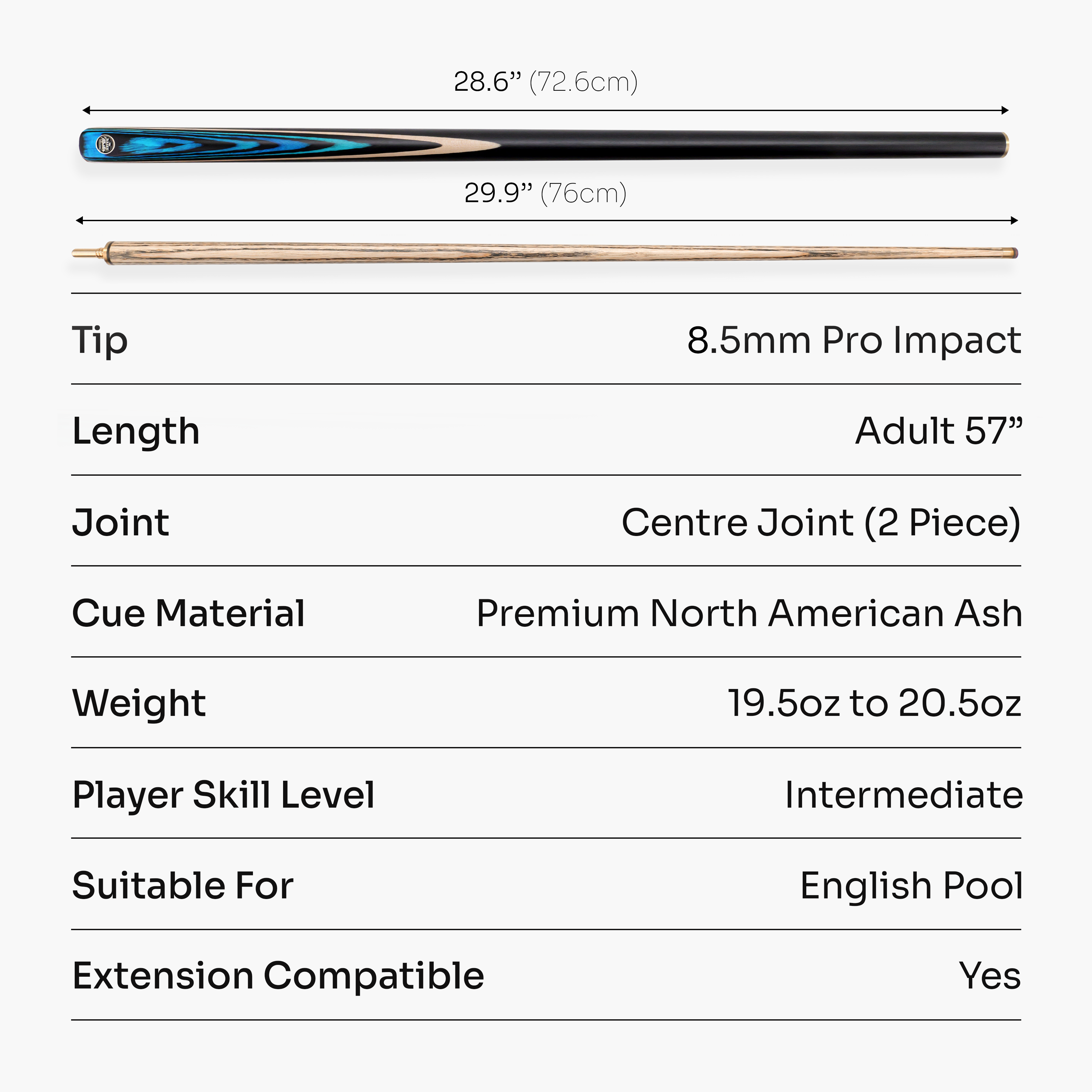 Baize Master Blackline Classic pool cue and case set