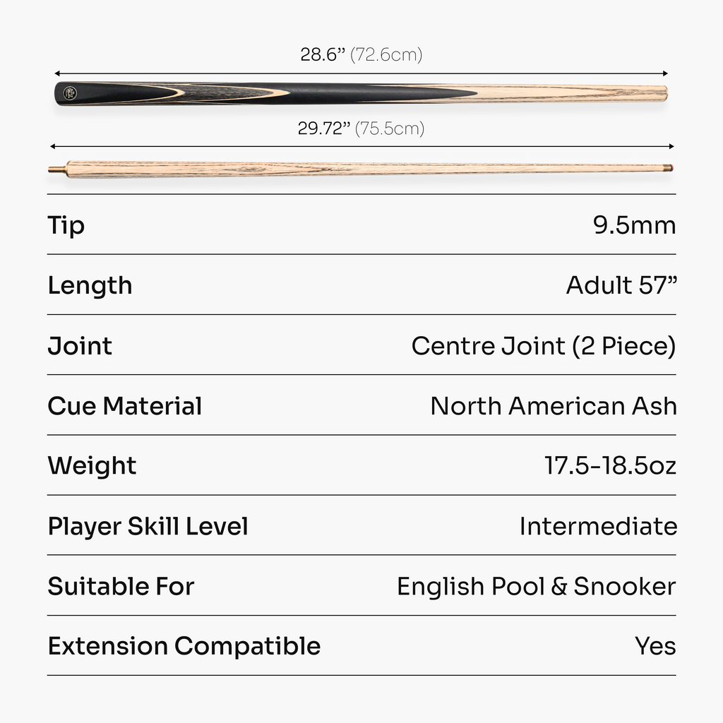 Baize Master Crucible 57-inch 2-piece cue - 9.5mm tip
