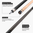 Jonny 8 Ball IRONWEAVE 2 Piece American Pool Cue with 12.5mm Layered Leather Tip
