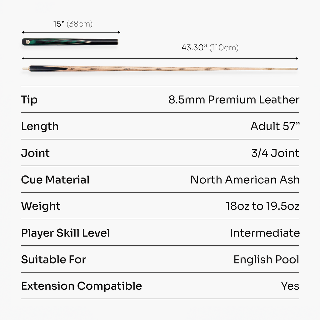 Baize Master Green Marksman 3/4 pool cue