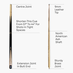Jonny 8 Ball adjustable 57-inch 3-piece cue and hard case