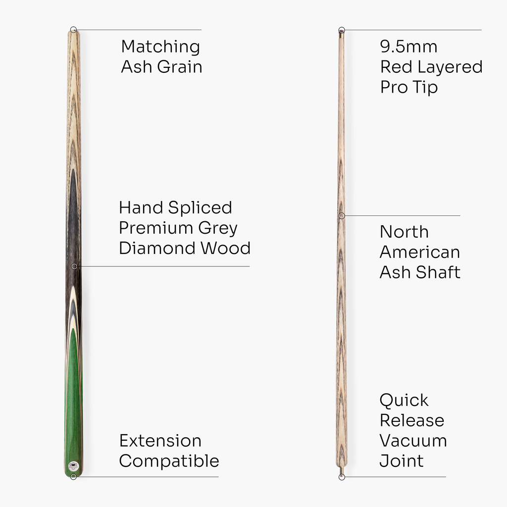 PRO147 TRIUMPH 2 Piece Premium Ash Snooker and Pool Cue and Case Set with 9.5mm Professional Layered Tip