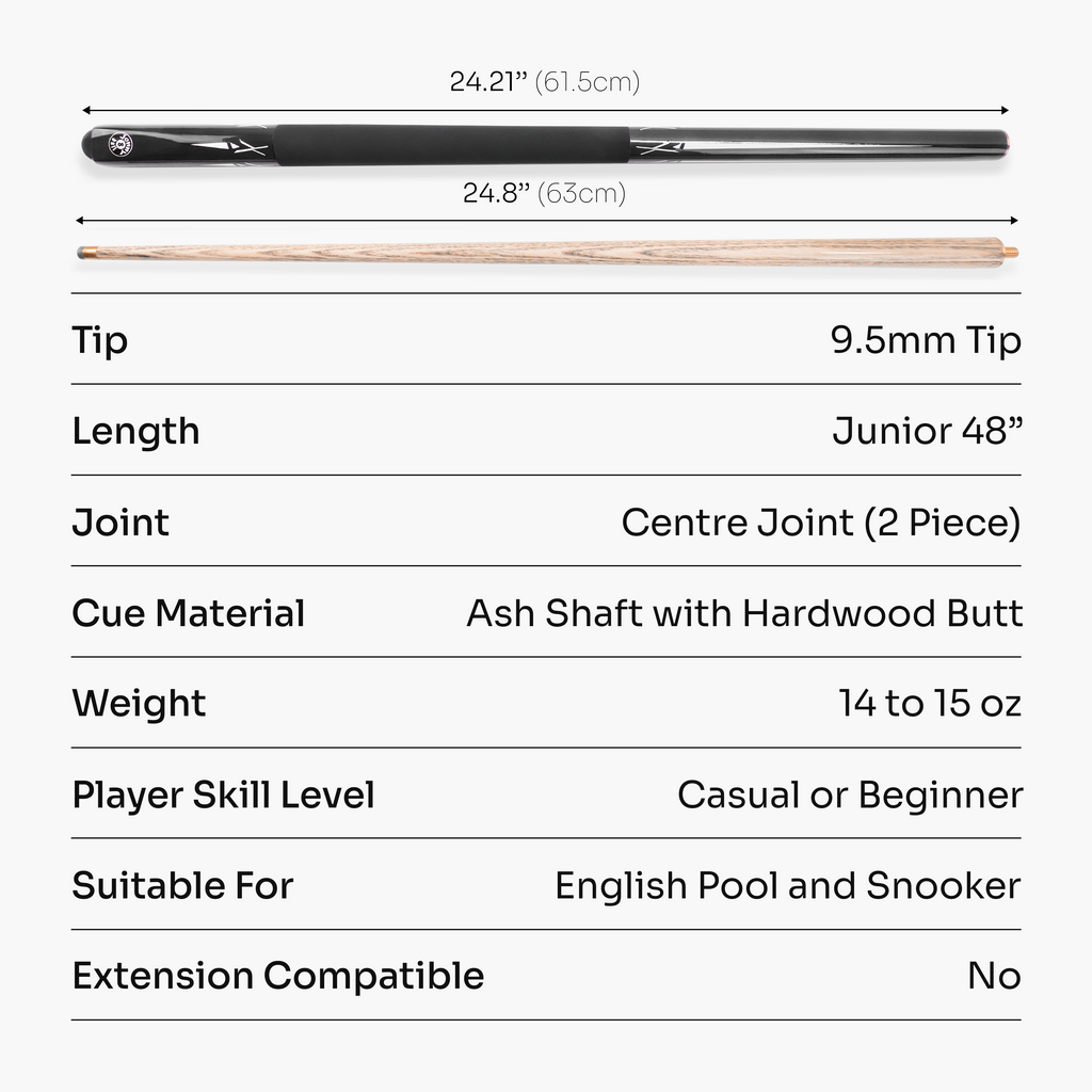 Jonny 8 Ball Black Torpedo 48-inch junior cue and hard case