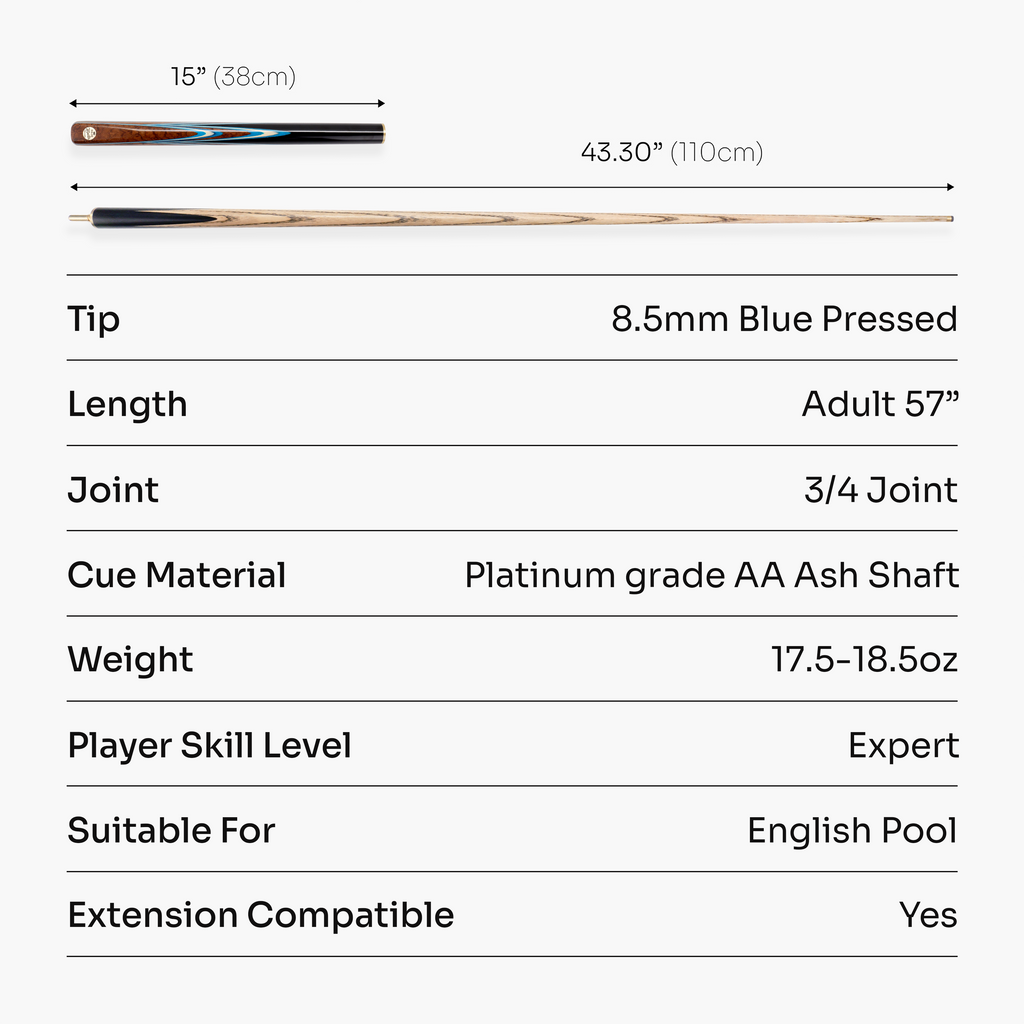 Baize Master Platinum Majestique 57-inch pool cue - 8.5mm tip